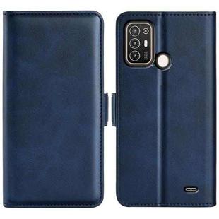 For ZTE Blade A52 Dual-side Magnetic Buckle Leather Phone Case(Dark Blue)