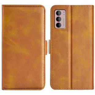 For Motorola Moto G42 Dual-side Magnetic Buckle Leather Phone Case(Yellow)