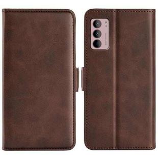 For Motorola Moto G42 Dual-side Magnetic Buckle Leather Phone Case(Brown)