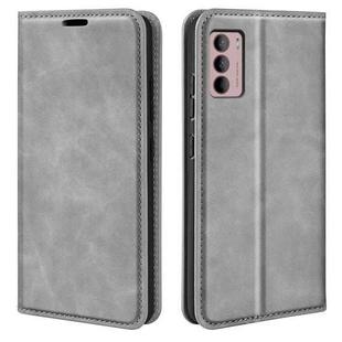 For Motorola Moto G42 Retro-skin Magnetic Suction Leather Phone Case(Grey)