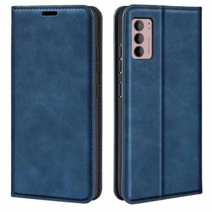 For Motorola Moto G42 Retro-skin Magnetic Suction Leather Phone Case(Dark Blue)