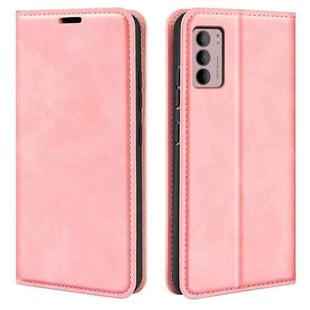 For Motorola Moto G42 Retro-skin Magnetic Suction Leather Phone Case(Pink)