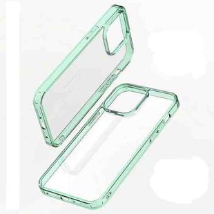 For iPhone 14 Pro Transparent Tempered Glass TPU Phone Case(Green)