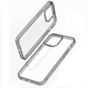 For iPhone 14 Plus Transparent Tempered Glass TPU Phone Case (Black)