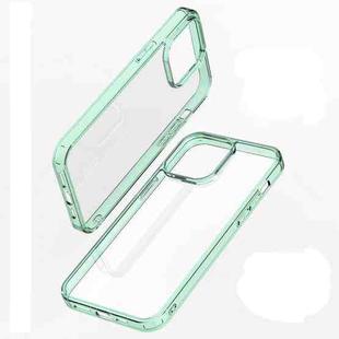 For iPhone 14 Plus Transparent Tempered Glass TPU Phone Case (Green)