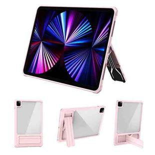 Transparent Acrylic PC TPU Tablet Case with Holder For iPad Air 2020 / Air 2022 10.9(Pink)