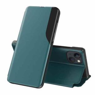 For iPhone 14 Side Display Flip Leather Phone Case (Green)