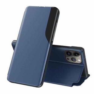 For iPhone 14 Pro Side Display Flip Leather Phone Case(Blue)