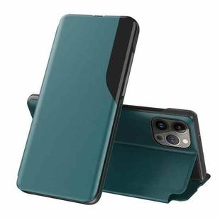 For iPhone 14 Pro Max Side Display Flip Leather Phone Case (Green)