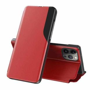 For iPhone 14 Pro Max Side Display Flip Leather Phone Case (Red)