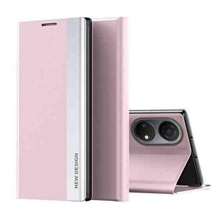 For Honor X7 2022 / X7 Play / Huawei Enjoy 30 Plus Side Electroplated Adsorption Leather Phone Case(Pink)