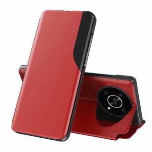 For Honor X9 4G / 5G 2022 / X30 / Magic4 Lite 5G Side Display Shockproof Horizontal Flip Leather Phone Case(Red)