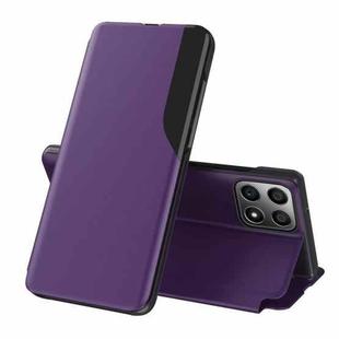 For Honor X8 2022 / X30i / Play6T Pro Side Display Shockproof Horizontal Flip Leather Phone Case(Purple)