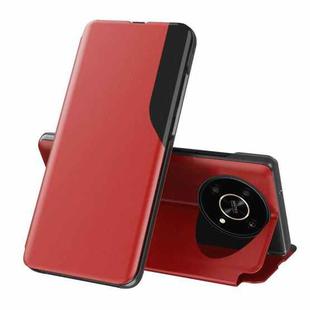For Huawei Mate 40 Side Display Shockproof Horizontal Flip Leather Phone Case(Red)