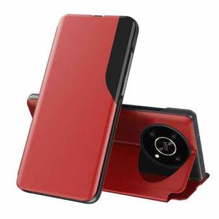 For Huawei Mate 40 Pro Side Display Shockproof Horizontal Flip Leather Phone Case(Red)