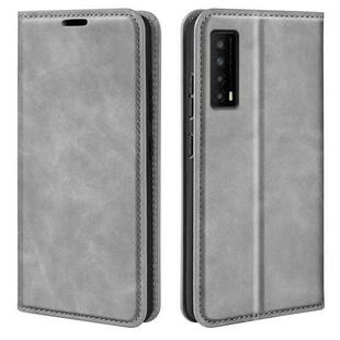 For TCL Stylus 5G Retro-skin  Magnetic Suction Leather Phone Case(Grey)