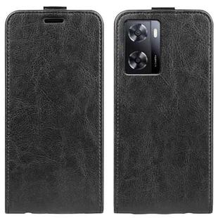 For OPPO A57 4G 2022 R64 Texture Vertical Flip Leather Phone Case(Black)