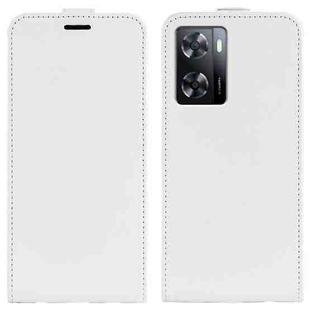 For OPPO A57 4G 2022 R64 Texture Vertical Flip Leather Phone Case(White)