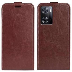 For OPPO A57 4G 2022 R64 Texture Vertical Flip Leather Phone Case(Brown)