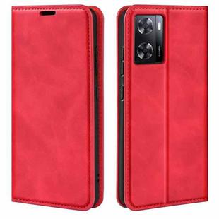 For OPPO A57 4G Retro-skin Magnetic Suction Leather Phone Case(Red)