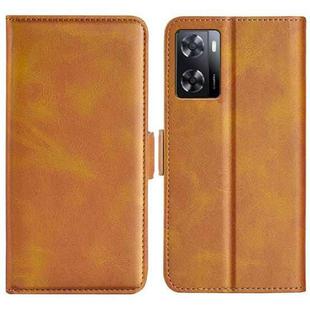 For OPPO A57 4G Dual-side Magnetic Buckle Horizontal Flip Leather Phone Case(Yellow)