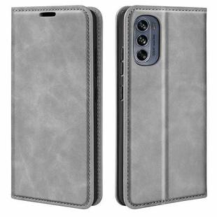 For Motorola G62 5G Retro-skin  Magnetic Suction Leather Phone Case(Grey)