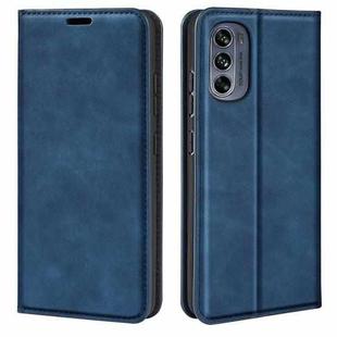 For Motorola G62 5G Retro-skin  Magnetic Suction Leather Phone Case(Dark Blue)