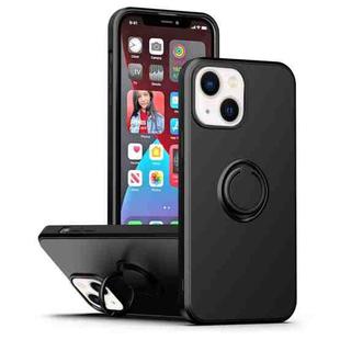 For iPhone 14 Ring Kickstand Silicone Phone Case (Black)