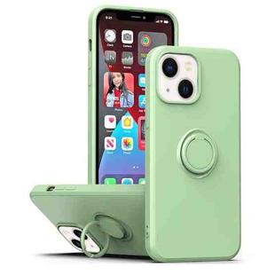 For iPhone 14 Ring Kickstand Silicone Phone Case (Mint Green)