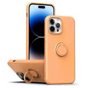 For iPhone 14 Pro Ring Kickstand Silicone Phone Case(Orange)