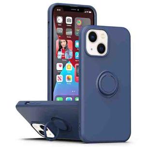 For iPhone 14 Plus Ring Kickstand Silicone Phone Case (Blue)