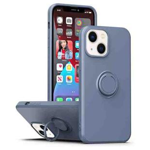 For iPhone 14 Plus Ring Kickstand Silicone Phone Case (Gray)