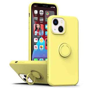 For iPhone 14 Plus Ring Kickstand Silicone Phone Case (Yellow)