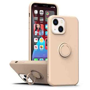 For iPhone 14 Plus Ring Kickstand Silicone Phone Case (Pink)