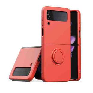 Silicone Integrated Ring Buckle Mobile Phone Case For Samsung Galaxy Z Flip4(Red)