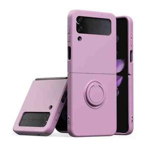 Silicone Integrated Ring Buckle Mobile Phone Case For Samsung Galaxy Z Flip4(Sakura Purple)