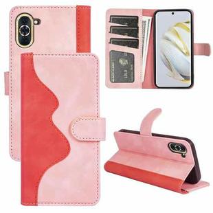 For Huawei Nova 10 Stitching Horizontal Flip Leather Phone Case(Pink Red)