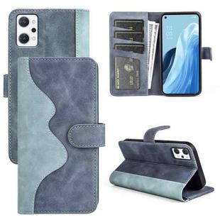 For OPPO Reno7 A JP Version Stitching Horizontal Flip Leather Phone Case(Blue)