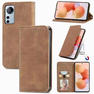 For Xiaomi 12 Lite Retro Skin Feel Magnetic Leather Phone Case(Brown)