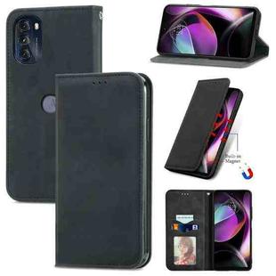 For Motorola Moto G 2022 Retro Skin Feel Magnetic Leather Phone Case(Black)