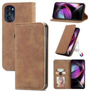 For Motorola Moto G 2022 Retro Skin Feel Magnetic Leather Phone Case(Brown)