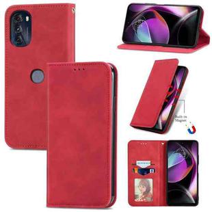 For Motorola Moto G 2022 Retro Skin Feel Magnetic Leather Phone Case(Red)