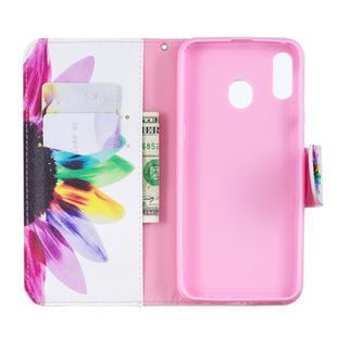 Colored Drawing Pattern Horizontal Flip Leather Case for Samsung Galaxy M20,with Holder & Card Slots & Wallet(Sunflower)