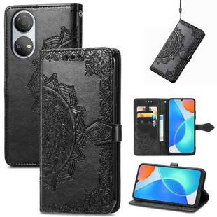 For Honor Play 30 Plus / X7 Mandala Flower Embossed Horizontal Flip Leather Phone Case(Black)