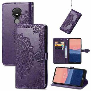 For Nokia C21 Mandala Flower Embossed Horizontal Flip Leather Phone Case(Purple)