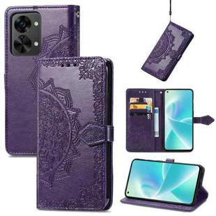 For OnePlus Nord 2T Mandala Flower Embossed Horizontal Flip Leather Phone Case(Purple)