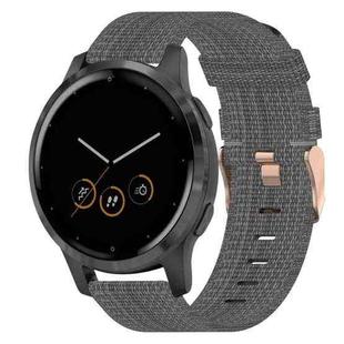 For Garmin Vivoactive 4S 18mm Nylon Woven Watch Band(Dark Grey)