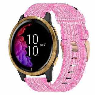 For Garmin Venu 20mm Nylon Woven Watch Band(Pink)