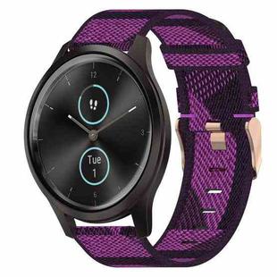 For Garmin VivoMove Style 20mm Nylon Woven Watch Band(Purple)