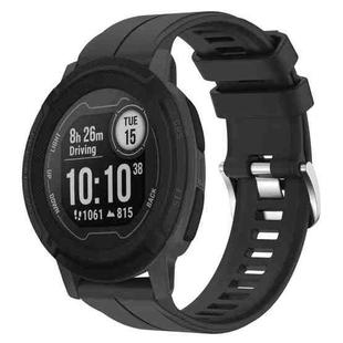 For Garmin Instinct 2 22mm Solid Color Silicone Watch Band(Black)